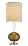 Cal Lighting 150W 3 Way Sudbury Crystal/Metal Table Lamp with Hardback Fabric Shade. Priced And Sold As Pairs BO-3017TB-2 Chrome BO-3017TB-2