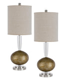 150W 3 Way Sudbury Crystal/Metal Table Lamp with Hardback Fabric Shade. Priced And Sold As Pairs