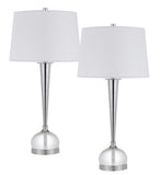 Cal Lighting 150W 3 Way Wellsley Crystal Table Lamp with Hardback Fabric Shade. Priced And Sold As Pairs BO-3018TB-2 Chrome BO-3018TB-2