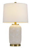 Cal Lighting 150W 3 Way Sedalia Ceramic Table Lamp with Hardback Fabric Shade BO-3022TB Antique Brass BO-3022TB