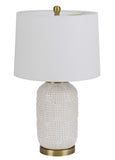 Cal Lighting 150W 3 Way Sedalia Ceramic Table Lamp with Hardback Fabric Shade BO-3022TB Antique Brass BO-3022TB