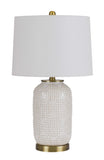 Cal Lighting 150W 3 Way Sedalia Ceramic Table Lamp with Hardback Fabric Shade BO-3022TB Antique Brass BO-3022TB