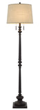 Cal Lighting 60W x 2 Torrington Resin Floor Lamp with Pull Chain Switch And Hardback Linen Shade BO-3024FL Rustic Iron BO-3024FL