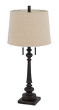 Cal Lighting 60W x 2 Torrington Resin Table Lamp with Pull Chain Switch And Hardback Linen Shade BO-3024TB Rustic Iron BO-3024TB