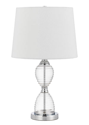 Cal Lighting Eden Glass Table Lamp with Taper Drum Hardback Shade BO-3027TB Chrome BO-3027TB