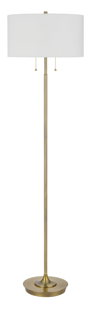 Cal Lighting Kendal Metal Floor Lamp with Pull Chain Switch, Drum Fabric Shade BO-3028FL Antique Brass BO-3028FL