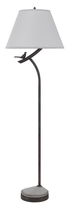 Cal Lighting Rancho Metal Floor Lamp with Organic Design And Linen Hardback Shade And Weighted Base BO-3030FL Black Iron BO-3030FL