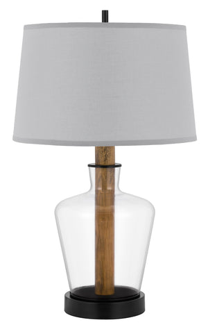 Cal Lighting Salford Glass/Wood Table Lamp with Taper Drum Hardback Shade BO-3031TB Black BO-3031TB