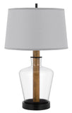 Cal Lighting Salford Glass/Wood Table Lamp with Taper Drum Hardback Shade BO-3031TB Black BO-3031TB