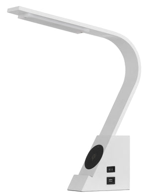 Cal Lighting LED Convolution Metal Desk Lamp with A Wireless Charging Pad And 2 Usb Charging Ports. BO-3032DK White BO-3032DK