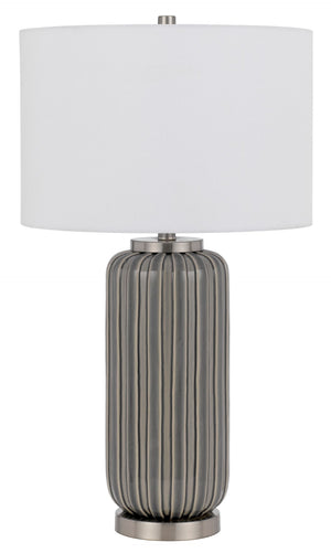 Cal Lighting Rodano Ceramic Table Lamp with Hardback Drum Shade BO-3034TB brushed Steel BO-3034TB