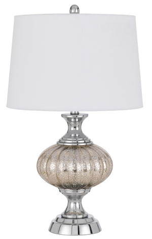 Cal Lighting Ossona Metal/Glass Table Lamp with Hardback Taper Drum Shade BO-3035TB Chrome BO-3035TB