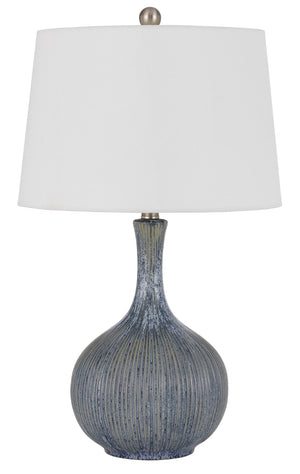 Cal Lighting Vernate Ceramic Table Lamp with Hardback Taper Drum Shade BO-3036TB Distressed Stone BO-3036TB