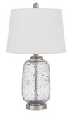 Cal Lighting Solaro Distressed Glass Table Lamp with Hardback Taper Drum Shade BO-3037TB brushed Steel BO-3037TB