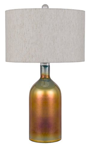 Cal Lighting Inzago Glass Table Lamp with Linen Hardback Drum Shade BO-3039TB Whine BO-3039TB