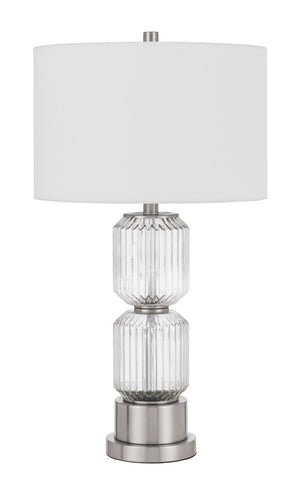 Cal Lighting Bresso Fluted Glass Table Lamp with Hardback Drum Shade BO-3040TB brushed Steel BO-3040TB