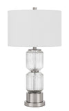 Bresso Fluted Glass Table Lamp with Hardback Drum Shade