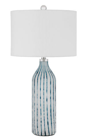 Cal Lighting Inveruno Glass Table Lamp with Hardback Drum Shade BO-3042TB Aqua Grey BO-3042TB