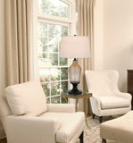 Cal Lighting 150W 3 Way Fluted Column Glass Table Lamp with Metal Base BO-3046TB White BO-3046TB