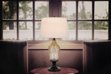 Cal Lighting 150W 3 Way Fluted Column Glass Table Lamp with Metal Base BO-3046TB White BO-3046TB