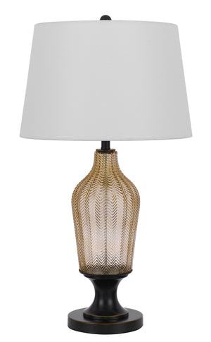 Cal Lighting 150W 3 Way Fluted Column Glass Table Lamp with Metal Base BO-3046TB White BO-3046TB