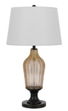 Cal Lighting 150W 3 Way Fluted Column Glass Table Lamp with Metal Base BO-3046TB White BO-3046TB