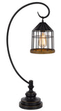 Cal Lighting 60W Valparaiso Downbridge Metal Table Lamp with Lantern Style Metal And Pine Wood Shade BO-3049TB Dark Bronze BO-3049TB