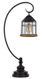 Cal Lighting 60W Valparaiso Downbridge Metal Table Lamp with Lantern Style Metal And Pine Wood Shade BO-3049TB Dark Bronze BO-3049TB