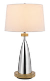 Cal Lighting 150W 3 Way Lockport Metal Table Lamp with Faux Wood Finish BO-3054TB White BO-3054TB