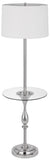 Cal Lighting 150W 3 Way Sturgis Metal Floor Lamp with Glass Tray Table And 1 Usb And 1 Type C Usb Charging Ports And Rubber Wood Base BO-3056FL-CH White BO-3056FL-CH