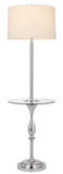 Cal Lighting 150W 3 Way Sturgis Metal Floor Lamp with Glass Tray Table And 1 Usb And 1 Type C Usb Charging Ports And Rubber Wood Base BO-3056FL-CH White BO-3056FL-CH