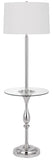 Cal Lighting 150W 3 Way Sturgis Metal Floor Lamp with Glass Tray Table And 1 Usb And 1 Type C Usb Charging Ports And Rubber Wood Base BO-3056FL-CH White BO-3056FL-CH