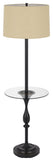 Cal Lighting 150W 3 Way Sturgis Metal Floor Lamp with Glass Tray Table And 1 Usb And 1 Type C Usb Charging Ports And Rubber Wood Base BO-3056FL-DB Burlap BO-3056FL-DB