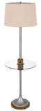 Cal Lighting 150W 3 Way Lavaca Metal Floor Lamp with Glass Tray Table And 1 Usb And 1 Type C Usb Charging Ports And Rubber Wood Center Font And Base BO-3057FL Light Brown BO-3057FL