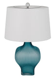 Cal Lighting 150W 3 Way Payson Fluted Art Glass Table Lamp BO-3060TB White BO-3060TB