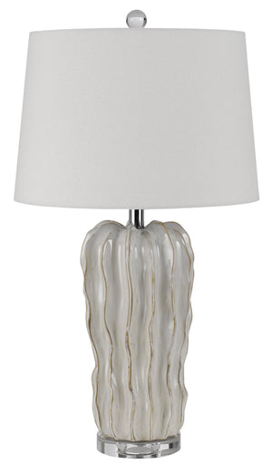 Cal Lighting 150W 3 Way Montpelier Ceramic Table Lamp BO-3061TB White BO-3061TB