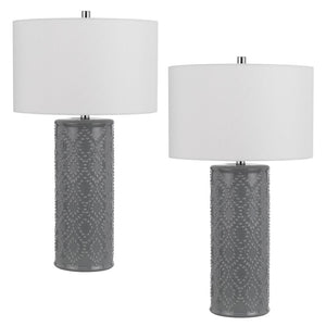 Cal Lighting 150W 3 Way Castine Ceramic Table Lamp. Priced And Sold As Pairs BO-3065TB-2 White BO-3065TB-2