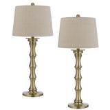 Cal Lighting 150W 3 Way Rockland Metal Table Lamp. Priced And Sold As Pairs BO-3066TB-2-AB Tan BO-3066TB-2-AB