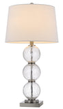 Cal Lighting 150W 3 Way Crosset Crackle Glass Table Lamp. Priced And Sold As Pairs BO-3069TB-2 White BO-3069TB-2