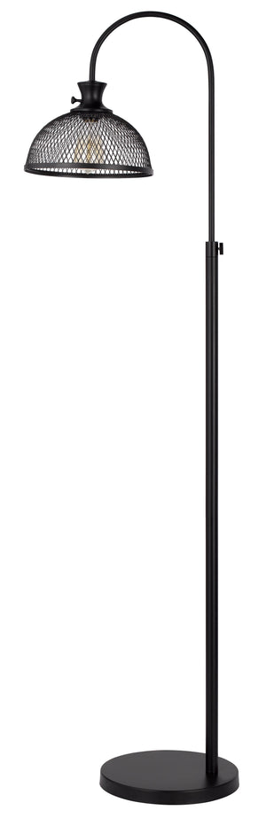 Cal Lighting 60W Lewiston Metal Downbridge Adjustable Floor Lamp with Mesh Shade BO-3074FL Black BO-3074FL