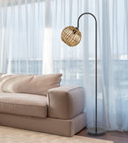 Cal Lighting 60W Worcrest Downbridge Metal Floor Lamp with Bamboo Shade BO-3079FL Bamboo BO-3079FL