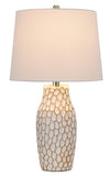 Cal Lighting 100W Elmira Ceramic Table Lamp. Priced And Sold As Pairs BO-3084TB-2 White BO-3084TB-2