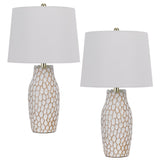 Cal Lighting 100W Elmira Ceramic Table Lamp. Priced And Sold As Pairs BO-3084TB-2 White BO-3084TB-2