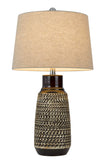 Cal Lighting 150W 3 Way Scottsboro Ceramic Table Lamp And Hardback Taper Drum Soft Burlap Shade (Sold As Pairs) BO-3086TB-2 Heather BO-3086TB-2