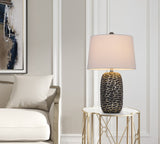 Cal Lighting 150W 3 Way Menlo Resin Table Lamp with Hardback Taper Drum Fabric Shade (Sold As Pairs) BO-3089TB-2 White BO-3089TB-2