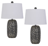 150W 3 Way Menlo Resin Table Lamp with Hardback Taper Drum Fabric Shade (Sold As Pairs)
