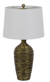 Cal Lighting 150W 3 Way Aurora Resin Table Lamp with Hardback Taper Drum Fabric Shade (Sold As Pairs) BO-3090TB-2 White BO-3090TB-2