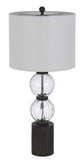 Cal Lighting 150W 3 Way Mystic Glass/Resin Table Lamp with Resin Faux Wood Finish Base And Hardback Drum Fabric Shade (Sold As Pairs) BO-3091TB-2 Off White BO-3091TB-2