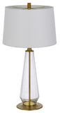 Cal Lighting 150W 3 Way Southington Glass Table Lamp with Taper Drum Fabric Shade (Sold As Pairs) BO-3092TB-2 Off White BO-3092TB-2