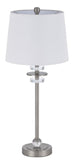 Cal Lighting 60W Sitka Buffet Lamp with Crystal Accent Font And Hardback Taper Drum Fabric Shade (Sold As Pairs) BO-3094BF-2 White BO-3094BF-2